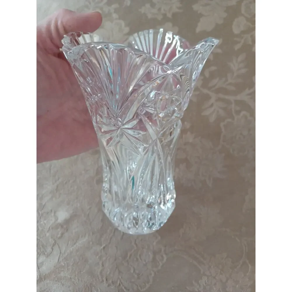 VTG JG Durand Lead Crystal Clear Glass Vase 6 1/2x 4 Vincennes
